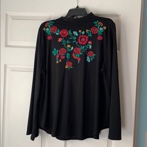 Loft floral embroidered top